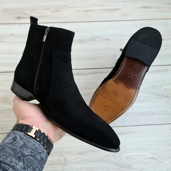 Men's Suede Leather Chelsea Boots | Zip-Up | Handmade - Picture 4 of 4
